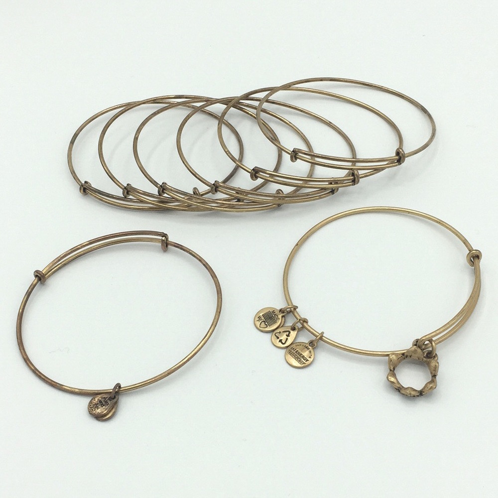 Alex and Ani Brass Bracelet Collection (8 Bangles)